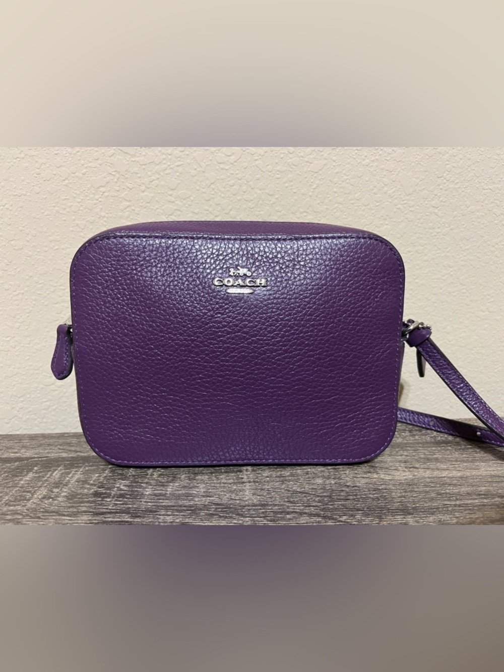 Coach Jamie Purple Pebbled Leather Camera Bag
